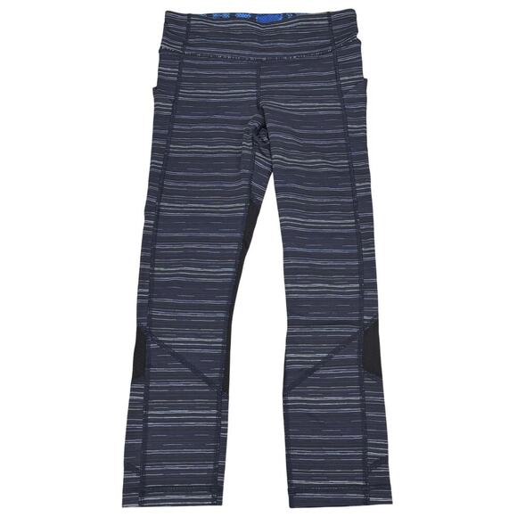 LULULEMON Pace Rival Crop 22" Size 4 Cyber Stripe Naval Blue Black - Picture 6 of 11